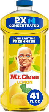 Mr. Clean All Purpose Cleaner, Floor Cleaner for Mopping Home, Bathroom, & Kitchen, Cleaning Liquid for Mop & Bucket, Cleaning Supplies, Multi-Surface Dilutable, Lemon, 41oz
