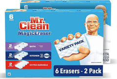 Mr. Clean Magic Eraser Variety Pack (with Bath, Kitchen, and Extra Durable Cleaning Pads), Bathroom, Shower, and Oven Cleaner, 12 Count