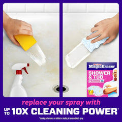 Mr. Clean Magic Eraser Sponge, Bathroom, Shower, Tub Cleaner, Soap Scum Remover, Bathroom Cleaning Supplies, Dawn Cleaning Power with Lemon Scent, Shower & Tub, 8 Count (Pack of 4)